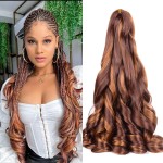 Braiding Hair Extensions,P33/30 Bouncy Synthetic French Curl Braiding Hair Extensions 75g/pack French Curly Crochet Hair Extensions 24Inch (8Pack,P33/30)