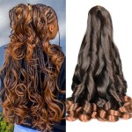 Luoyudu French Curls Braiding Hair T30 Synthetic Bouncy Curly Braiding Hair Extensions 75g/Pack French Curly Crochet Hair Extensions 24inch (T30)