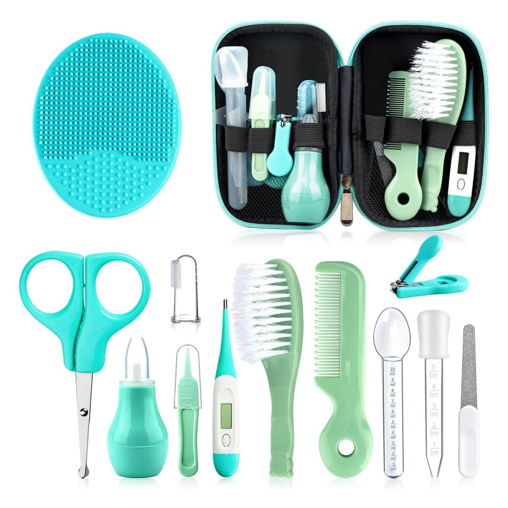 Baby Grooming Kit, Infant Safety Care Set with Hair Brush Comb Nail Clipper Nasal Aspirator,Baby Essentials Kit for Newborn Girls Boys