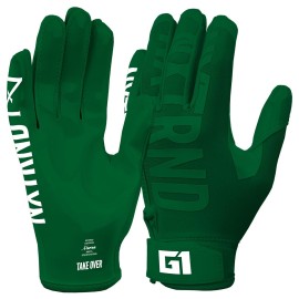 Nxtrnd G1 Youth Football Gloves, Kids Sticky Receiver Gloves (Dark Green, Youth Large)