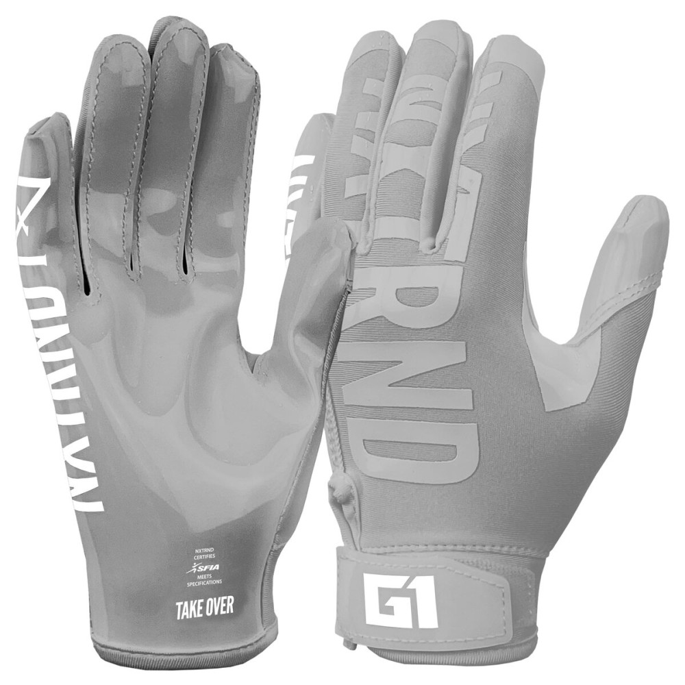 Nxtrnd G1 Youth Football Gloves, Kids Sticky Receiver Gloves (Grey, Youth Small)