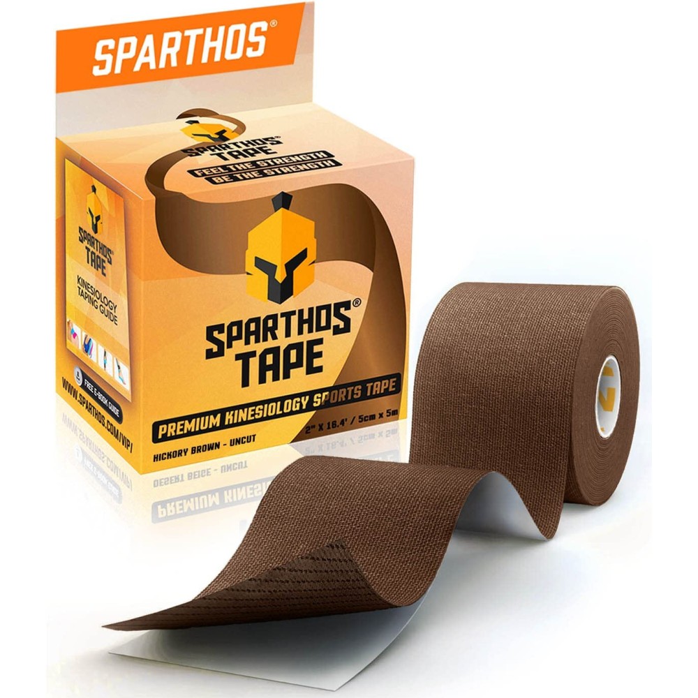 Sparthos Kinesiology Tape - Incredible Support for Athletic Sports and Recovery - Free Kinesio Taping Guide! - Rocktape Breast Waterproof Rock Boob Bra Gold Lift Tapes - Uncut (Hickory Brown)