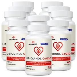 Ubiquinol CoQ10-600mg-Softgel, Active Coq10 Ubiquinol Supplement with Vitamin E & Omega 3, 6, 9, High Absorption-Coenzyme-Q10, Powerful Antioxidant for Energy Production, Tested, 600 Count
