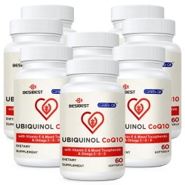 Ubiquinol CoQ10-600mg-Softgel, Active Coq10 Ubiquinol Supplement with Vitamin E & Omega 3, 6, 9, High Absorption-Coenzyme-Q10, Powerful Antioxidant for Energy Production, Tested, 480 Count