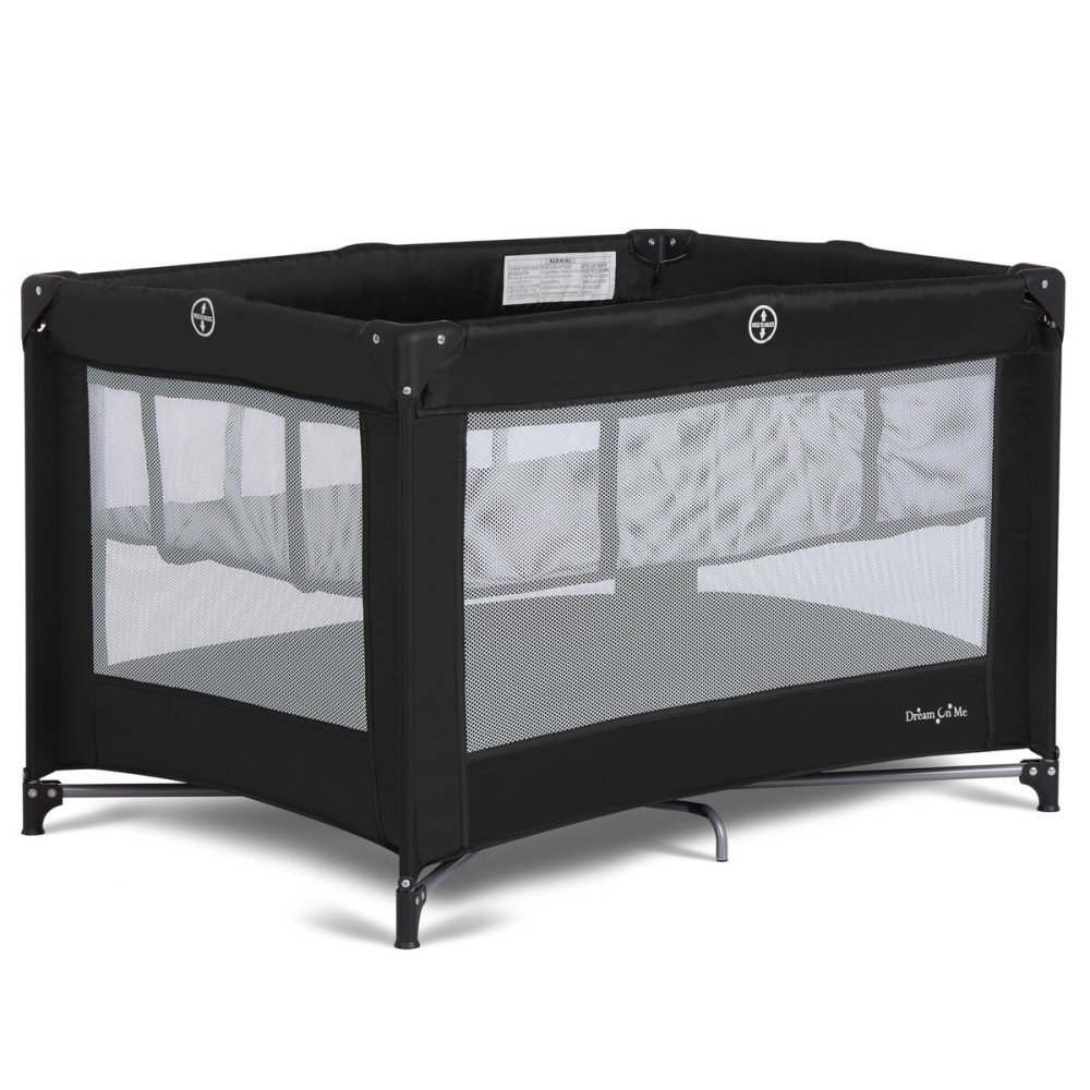 Dream On Me Zazzy Portable Playard with Bassinet in Black, Lightweight Packable and Easy Setup Baby Playard with Mattress and Travel Bag