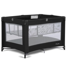 Dream On Me Zazzy Portable Playard with Bassinet in Black, Lightweight Packable and Easy Setup Baby Playard with Mattress and Travel Bag