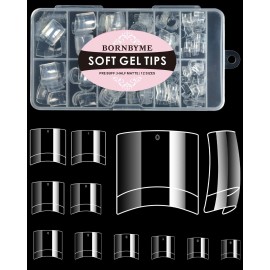 Soft Gel Nail Tips Medium Square, 600 PCS Pre Buff Full Cover Shaped Nail Extenison Tips Matte Gel X Nail Tips Acrylic False Nail Tips BORNBYME