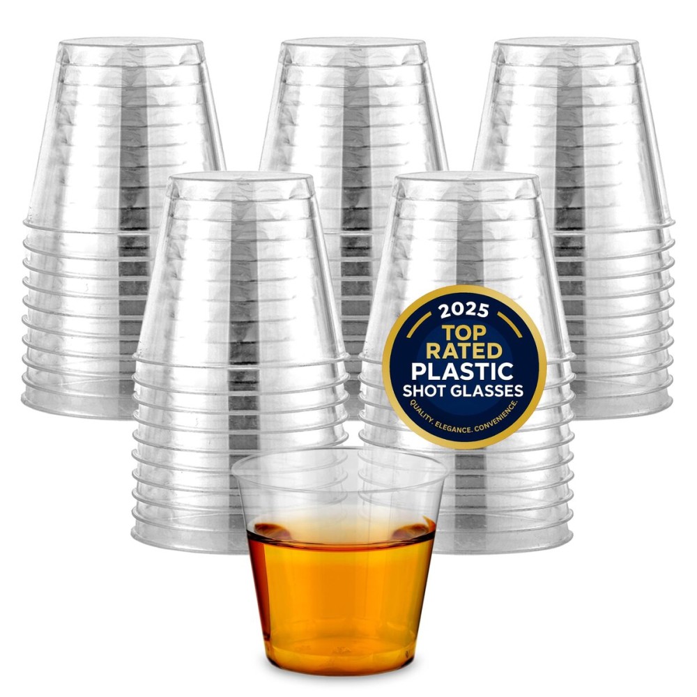Stock Your Home 250 Pack Mini Plastic Shot Glasses (1oz) Clear Disposable Cups for Jello Shots, Wine Tasting, Liquor, Whiskey, Pudding, Sample Cup for Halloween and Elegant Parties