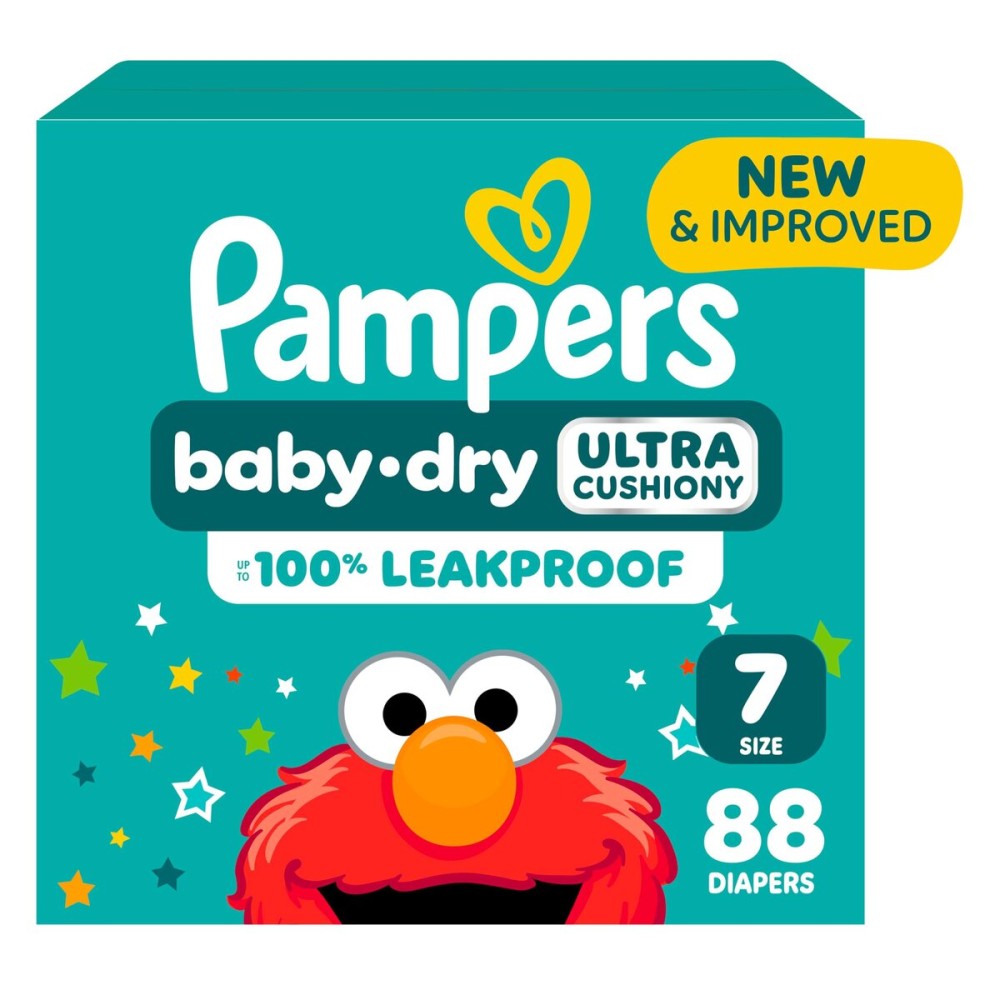 Pampers Diapers - Baby Dry - Size 7, 88 Count, Absorbent Disposable Infant Diaper (Packaging May Vary)