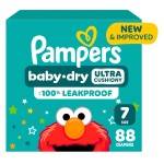 Pampers Diapers - Baby Dry - Size 7, 88 Count, Absorbent Disposable Infant Diaper (Packaging May Vary)
