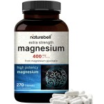 NatureBell Magnesium Glycinate 400mg Elemental, 270 Capsules | 100% Chelated for High Absorption | Supports Muscle, Bone & Heart Health | Non-GMO, Gluten-Free, Vegan