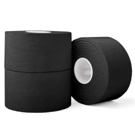 (3 Pack) Black Athletic Sports Tape, Very Strong Easy Tear No Sticky Residue Tape for Athlete & Sport Trainers & First Aid Injury Wrap,Suitable for Bats,Tennis,Gymnastics & Boxing1.5in X 35ft