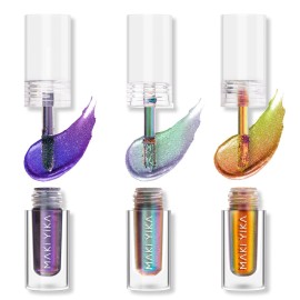 MAKI YIKA 3Pc Glitter Eyeshadow Liquid Multichrome Eyeshadows Long Lasting, Metallic Chameleon Eye Shadow Smudgeproof Holographic Eye Topper Glitters (1+6+7)