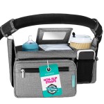 Swanoo Stroller Caddy Stroller Organizer With Cup Holder, Non Slip Straps Stroller Bag for Phone, Pet Stroller Accessories, Universal Fits Uppababby Vista v2 Wonderfold Wagon, Doona and More