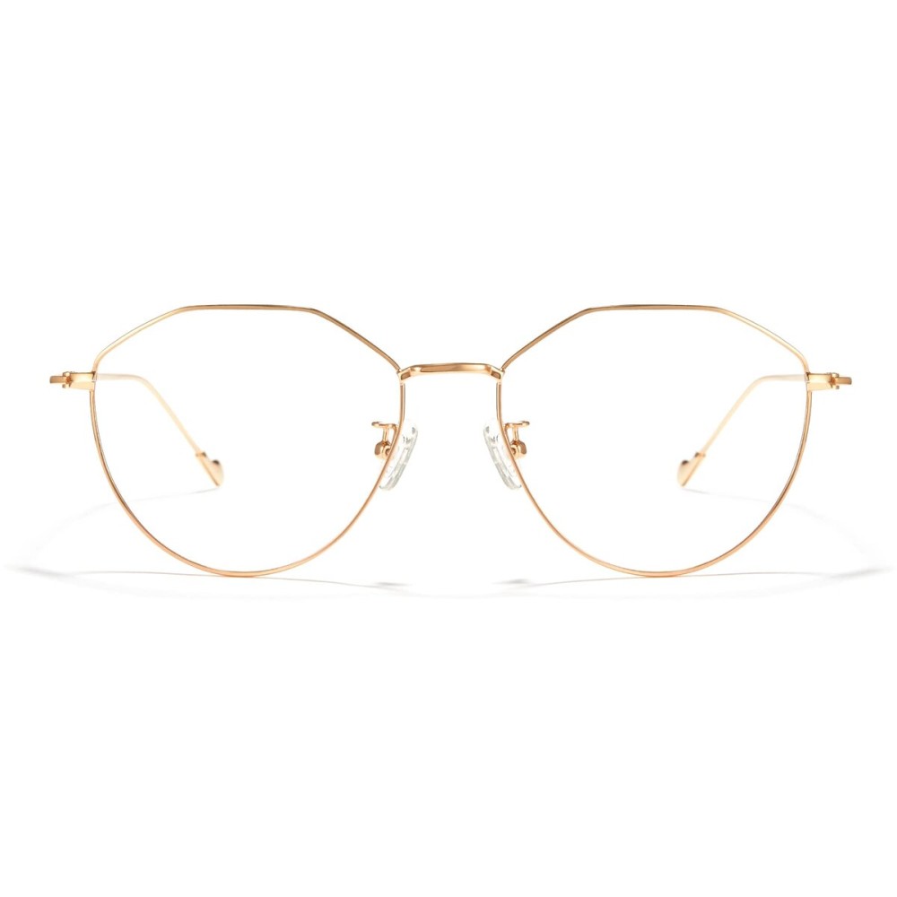 Cyxus Oval Blue Light Blocking Glasses for Women Round Computer Eyewear Anti Eyestrain Irregular Eyeglasses Frame Gold