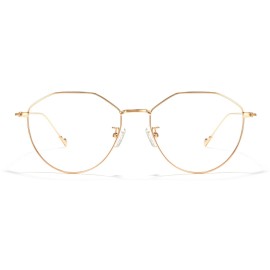 Cyxus Oval Blue Light Blocking Glasses for Women Round Computer Eyewear Anti Eyestrain Irregular Eyeglasses Frame Gold