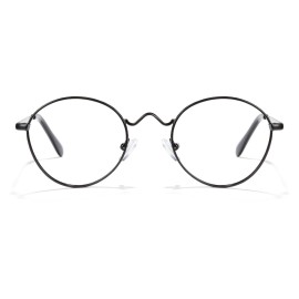 Cyxus Blue Light Blocking Glasses Round Retro Computer Eyewear Lightweight Black Metal Frame Glasses for Women Men, Anti Digital Eye Strain Headache