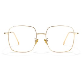 Cyxus Square Blue Light Glasses for Women Men UV Blocking Computer Glasses Anti Eyestrain Eyewear Metal Wire Eyeglasses Gold Frame