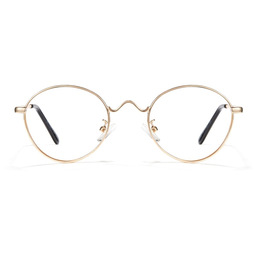 Cyxus Blue Light Blocking Glasses Women Men, Pan-to Style 70s Retro Looks Vintage Round Wire Eyeglasses Business Computer Use 8702