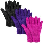 Patelai 3 Pairs Microfiber Plant Dusting Gloves Leaf Cleaning Gloves for Indoor Plants, Blinds, Furniture, House(Large,Purple, Rose Red, Black)