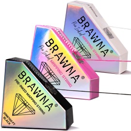 BRAWNA 3 Pack Pre Inked Mapping String for Brows, Eyes and Lips - White, Pink, Black - Microblading Supplies - PMU Kit