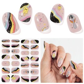 DUKASOU Semi Cured Gel Nail Strips, Unlimited Imagination | 28 pcs Gel Nail Strips Work with Any UV Lamp, Salon Quality UV Nails Stickers, Easy to Apply for Home Nails DIY