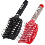 TaiBest Boar Bristle Hair Brush Set - Dry/Wet Hair Brush Detangler for Fine, Thick, Curly Hair - Curved and Vented Hair Brush for Women, Men or Kids