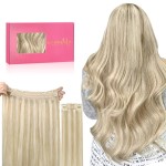 WENNALIFE Wire Hair Extensions (Increase 50% Lifespan) Real Human Hair 12 inch 100g Dirty Blonde Highlighted Bleach Blonde Remy Real Hair Extensions Invisible Wire Human Hair Fish Line