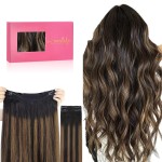 WENNALIFE Wire Hair Extensions (Increase 50% Lifespan) Real Human Hair 20 inch 140g Balayage Natural Black to Chestnut Brown Remy Real Hair Extensions Invisible Wire Human Fish Line