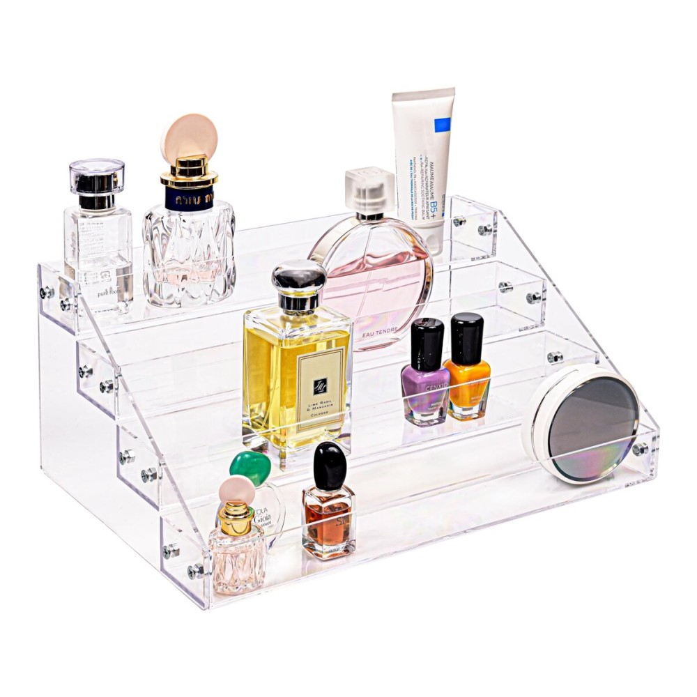 Kingtaily Widen 4 Tiers Stand Shelf Holder Clear Acrylic Rack for Nail Polish Organizer Essential Oil Storage Sunglasses Makeup