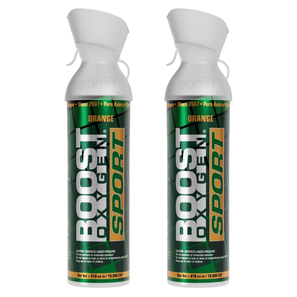 Boost Oxygen Large Sport Orange Aroma 10L Canister | Respiratory Support for Aerobic Recovery, Altitude, Performance & Health (2 Pack)