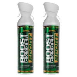 Boost Oxygen Large Sport Orange Aroma 10L Canister | Respiratory Support for Aerobic Recovery, Altitude, Performance & Health (2 Pack)