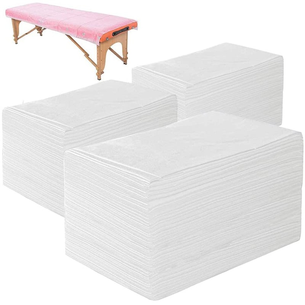 150 PCS Massage Table Sheets Disposable Non Woven SPA Bed Cover Breathable Polypropylene Fabric 31 x 70 Thin, Not Waterproof (White)