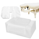 Uralili 100 Pieces Disposable Non Woven Massage Table Sheets Set Include 50 Pieces 31x71 Inches Soft Massage Bed Sheet & 11x14 Inches Face Cradle Covers For Massage Beauty Salon -White