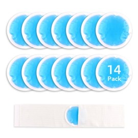 NEWGO Small Ice Packs for Injuries, 14 Pack Round Ice Packs for Face, Hot and Cold Gel Ice Pack Circular Cold Compress with Cloth Backing & Sleeve for Pain Relief, Toothaches, Breast Surgery