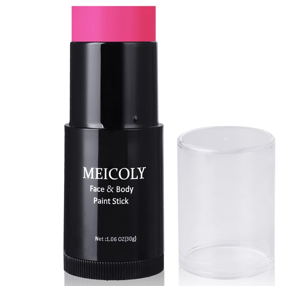 MEICOLY Pink Face Body Paint Stick(1.06Oz),Waterproof Sweatproof Pink Eye Black Softball/Baseball/Football,Cream Body Paint,Blendable Face Paint for Halloween Special Effects SFX Makeup