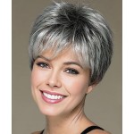 SEVENCOLORS Short Grey Wigs for Women Gray White Pixie Cut Wigs with Dark Root Layered Synthetic Short Hair Wigs Natural Looking