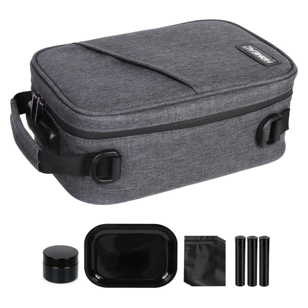 HOMEAL Smell Proof Stash BoxSmell Proof Containers with Combination Lock,Smell Proof Box,Smell Proof Stash Bag for Travel Gift for Man Women Dark Grey