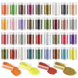 Extra Fine Glitter, Set of 36 Colors Holographic Cosmetic Glitter, Body Nail Arts Face Hair Eye Lip Gloss Makeup, Slime, Tumbler and Epoxy Resin Crafts Loose Powder Shaker