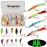 THKFISH Ice Fishing Jigs Panfish Ice Fishing Lures Kits Ice Fishing Gear Kit 14pcs Luminous Ice Fishing Color D