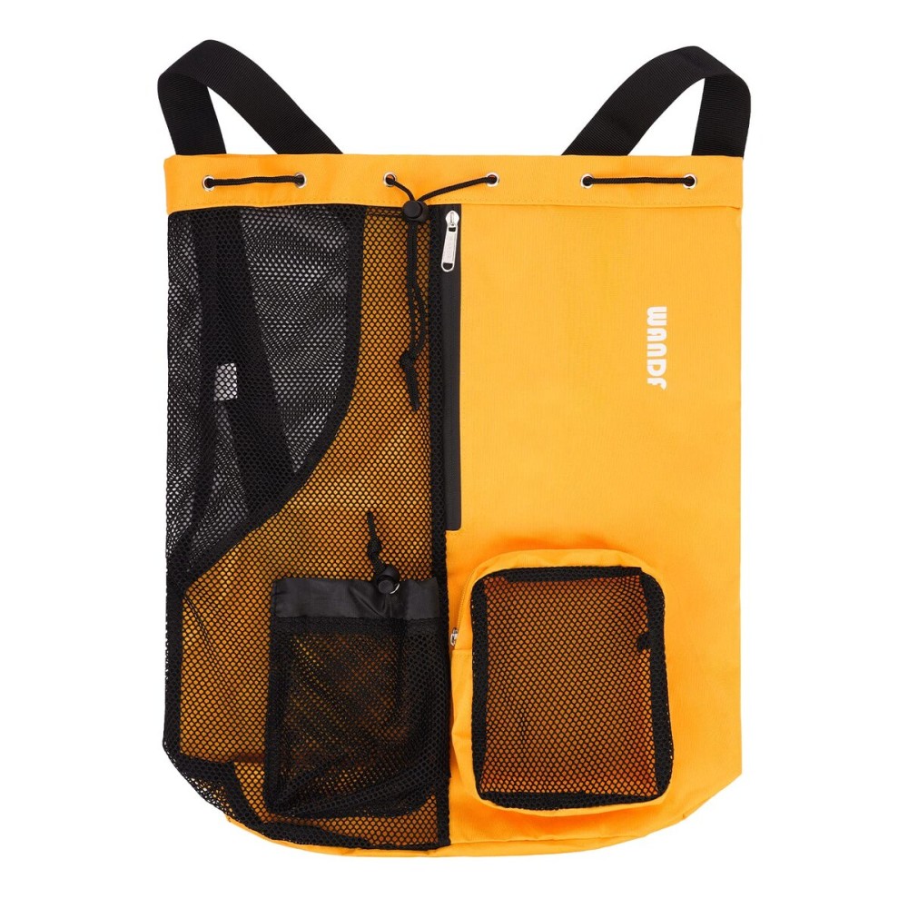 WANDF Swim Bag Mesh Drawstring Backpack with Wet Pocket Beach Backpack for Swimming, Gym, and Workout Gear(XL-Orange)