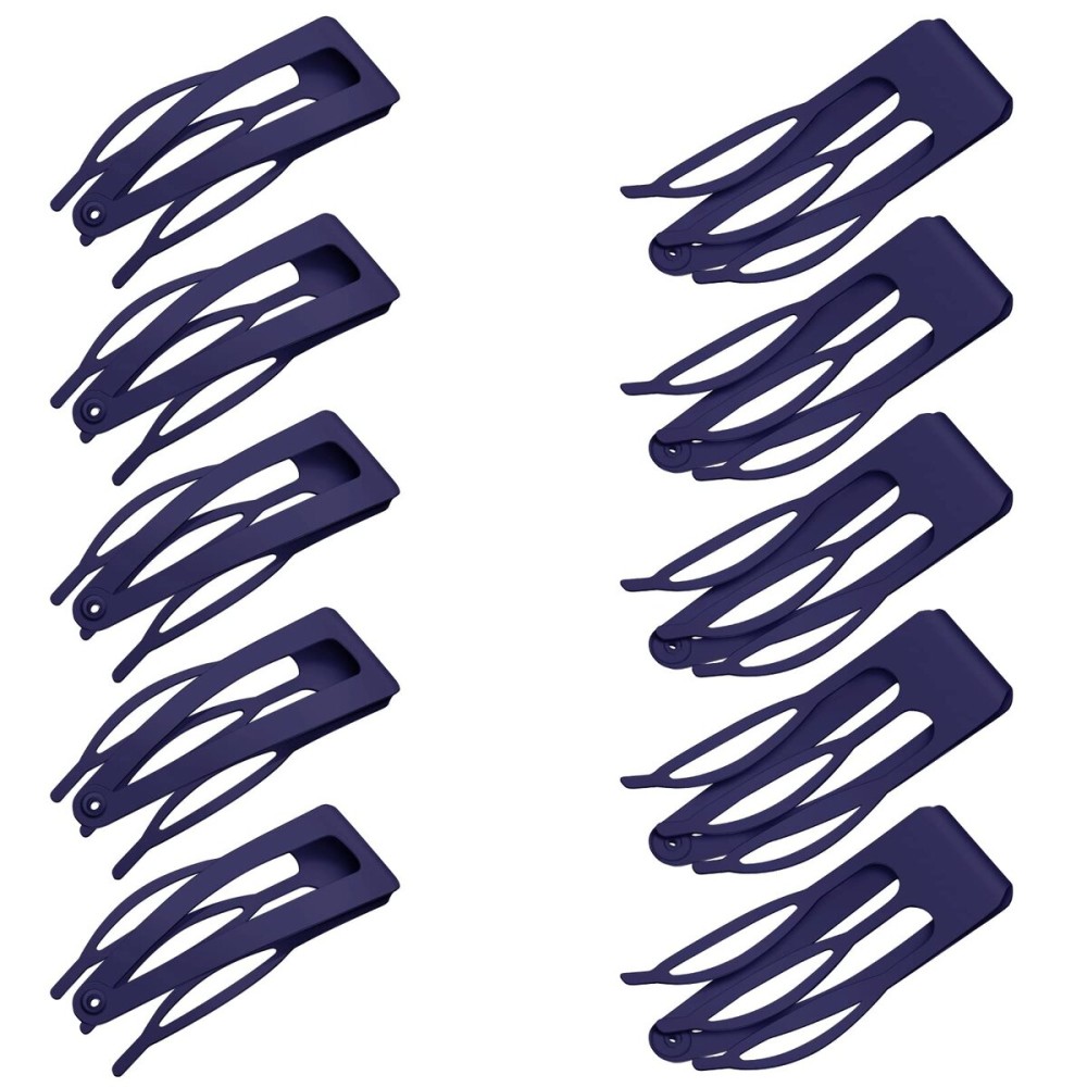 Chinco 24 Pcs Double Grip Hair Clips Metal Snap Clips Women Barrettes for Hair Making, Salon Supplies(Navy Blue,2 Inch)