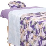 ForPro Professional Collection Designer Microfiber 3-Piece Massage Sheet Set, Purple Whisp with Lavender, Ultra-Light, Stain, and Wrinkle-Resistant Includes Flat and Fitted Sheet and Face Rest Cover