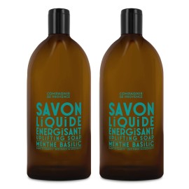 Compagnie de Provence Savon de Marseille Extra Pure Liquid Soap - Mint Basil - Bulk 67.6 Fl Oz Plastic Bottle Refill