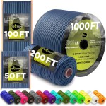 TECEUM Paracord Type III 550 Blue Oil - 50 ft - 4mm - Tactical Rope MIL-SPEC - Outdoor para Cord -Camping Hiking Fishing Gear and Equipment - EDC Parachute Cord - Strong Survival Rope 420 n2