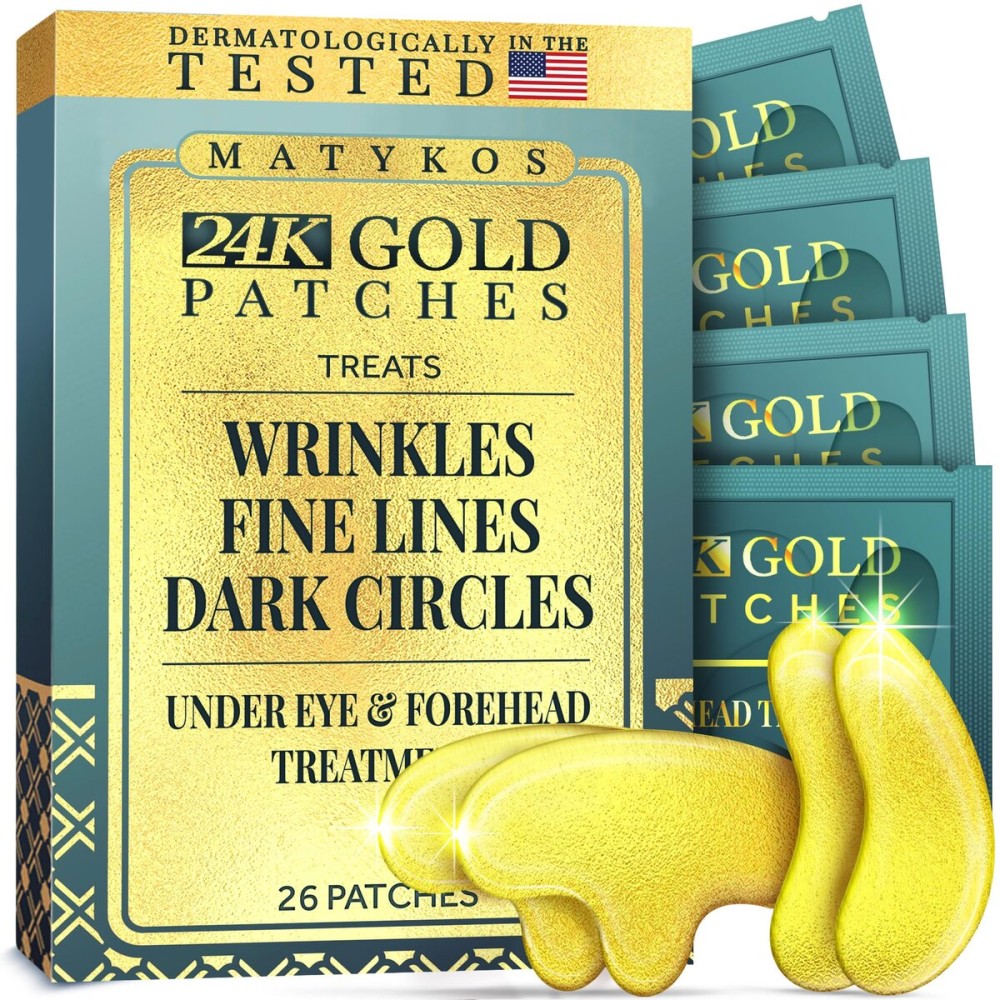 Forehead and Under Eye Wrinkle Patches for Face - Collagen, Hyaluronic Acid and Vitamin A Skin Pads - Forehead Line Remover Wrinkle Eye Patch Set - 52 Golden Sachets