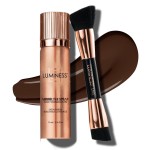 LUMINESS Silk Airbrush Spray Foundation & Buffing Brush Kit - Full Coverage Foundation & Dual-Sided Buffing Brush - Buildable Coverage, Anti-Aging Formula Hydrates & Moisturizes (Shade - Rich)