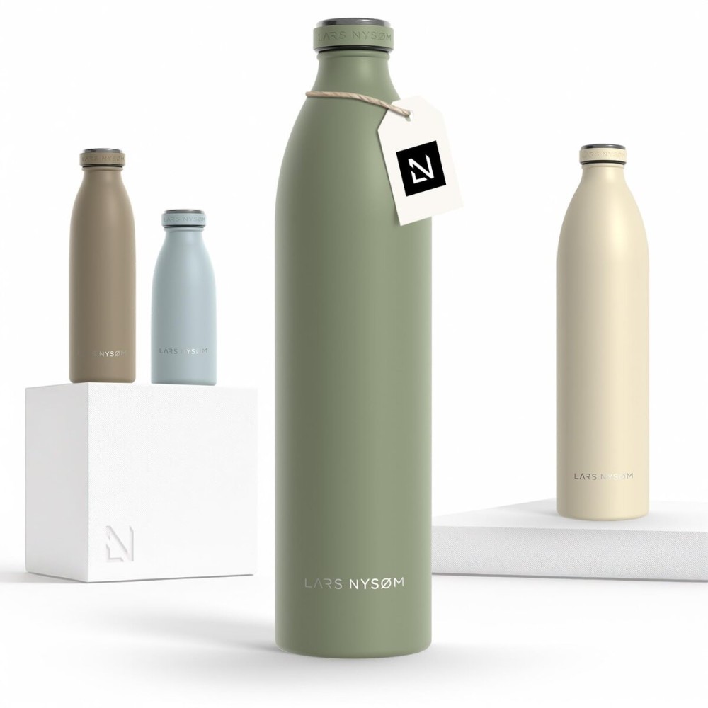 LARS NYSM Stainless Steel Insulated XL Water Bottle 12oz 17oz 25oz 34oz 51oz | Insulated Thermo Flask for Hot and Cold Beverages | Leakproof Drinking Bottle (Sage Green, XL 50.7oz)