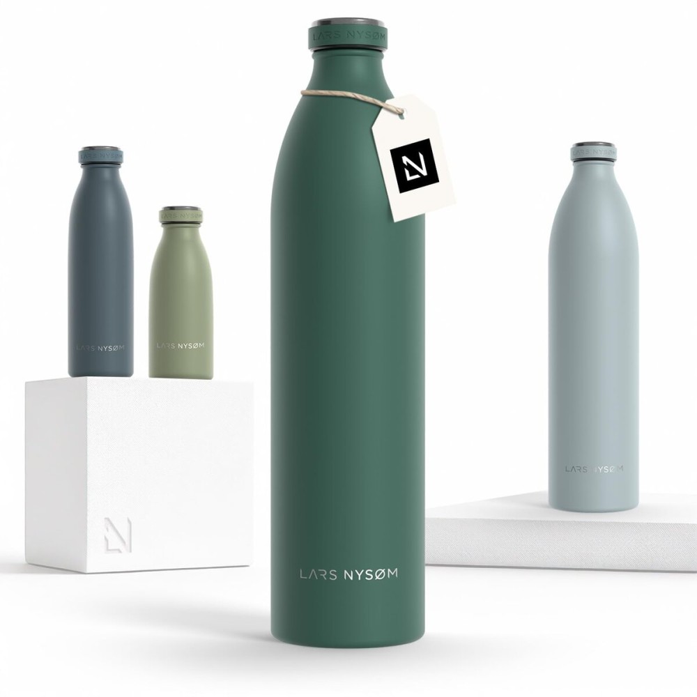 LARS NYSM Stainless Steel Insulated XL Water Bottle 12oz 17oz 25oz 34oz 51oz | Insulated Thermo Flask for Hot and Cold Beverages | Leakproof Drinking Bottle (Pine Green, XL 50.7oz)