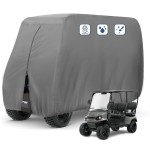 FLYMEI 4 Passenger Golf Cart Covers, Waterproof Outdoor Golf Cart Cover for EZ GO Club Car Yamaha Golf Carts, Dustproof 4 Seat Club Car Cover Golf Cart Seat Covers, 112\'\' L x 48\'\' W x 66\'\' H, Grey